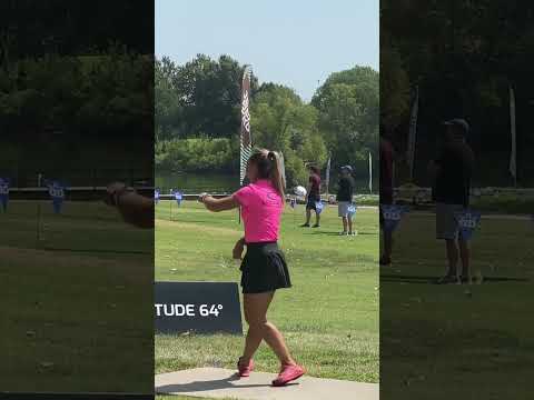 Kristin Tattar throwing one of her 20 blue discs